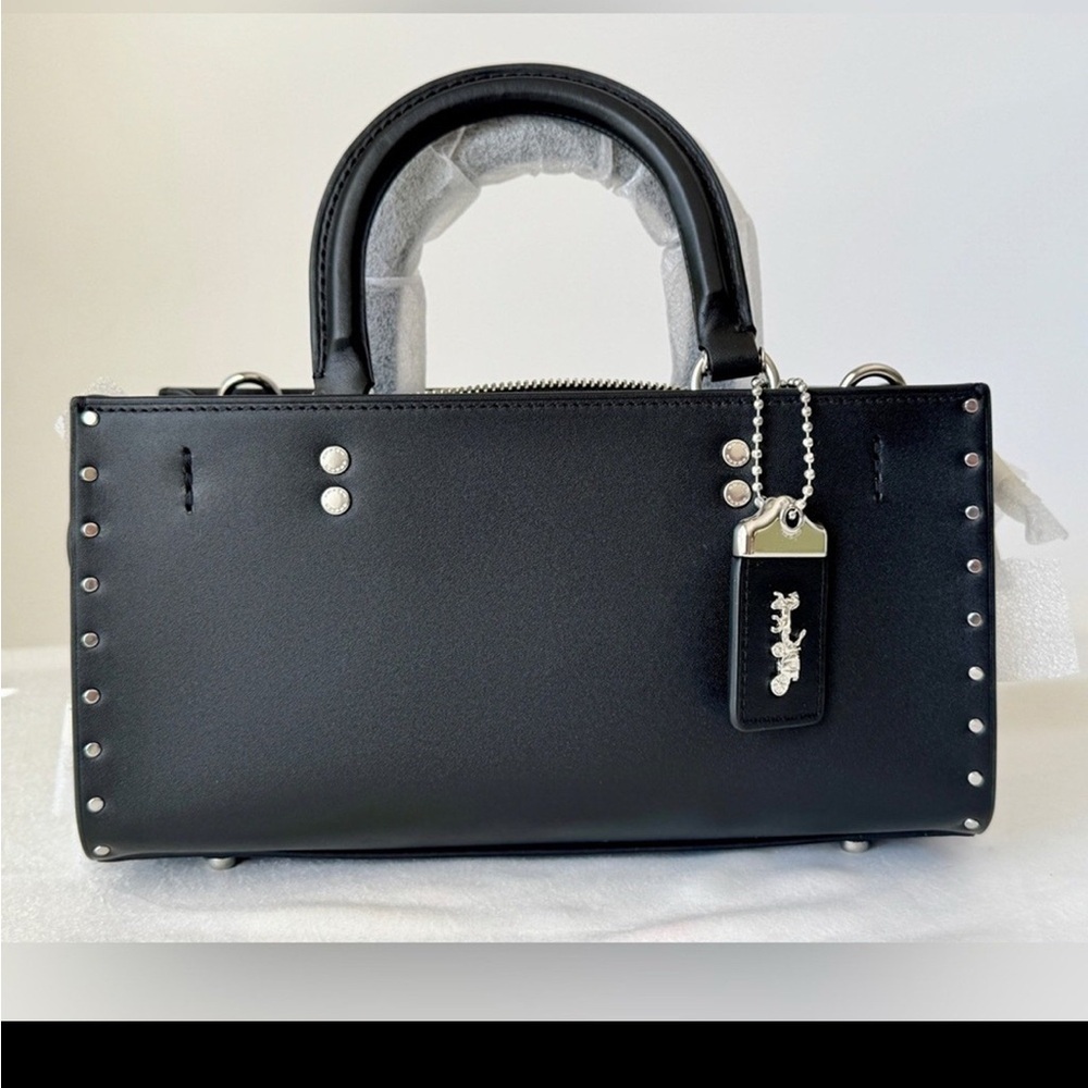 Coach Black Satchel with Silver Accents